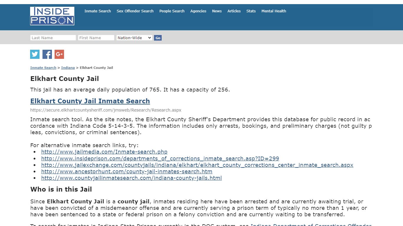 Elkhart County Jail - Indiana - Inmate Search - Inside Prison
